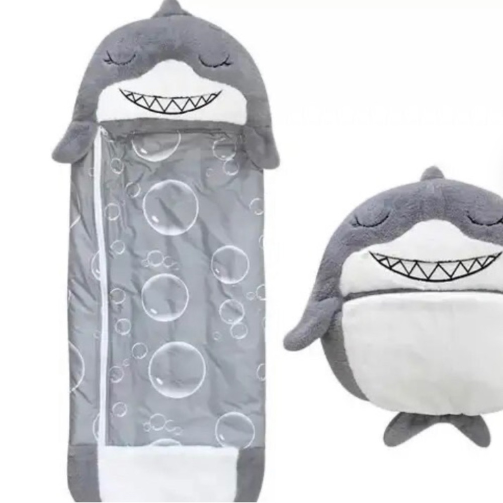 Shark plush sleeping bag set